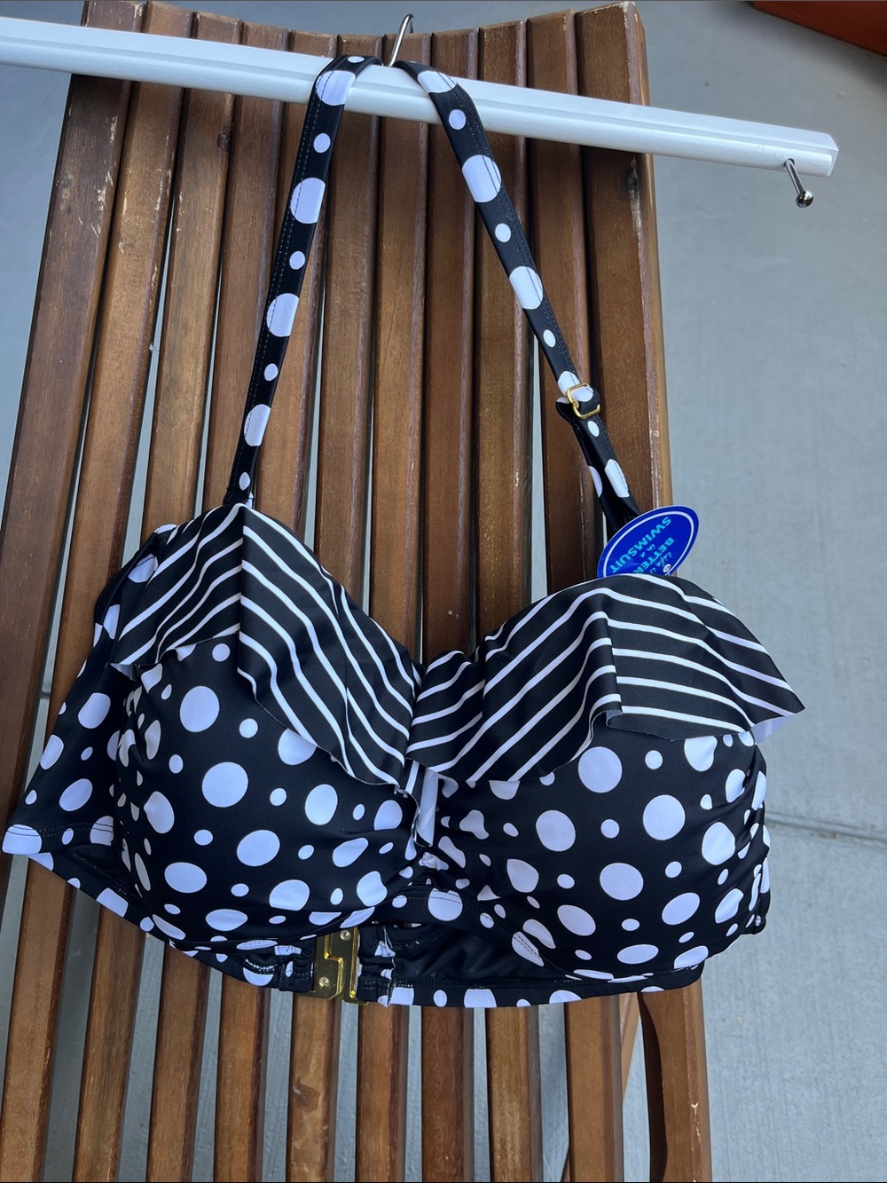 Swimsuitsforall Size 20 Black and White Polka Dot Women's Swim Top Only